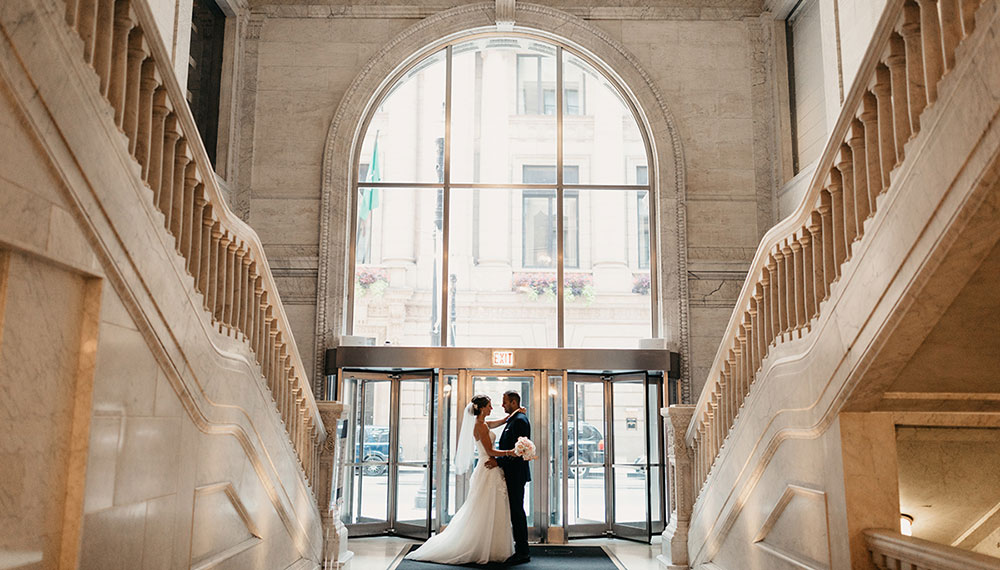 Newlyweds grand staircase