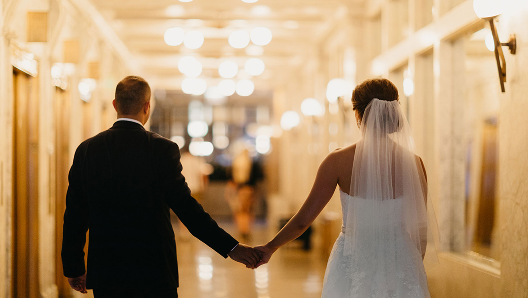 hallway, wedding couple