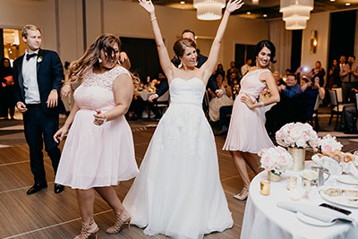 bride, bridesmaids, groomsmen