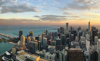 Chicago Skyline at Sunset