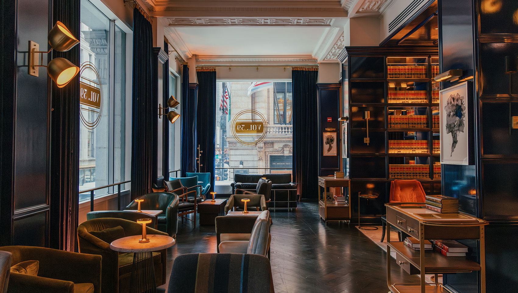 Vol. 39 lounge set for private dining at Kimpton Gray Hotel